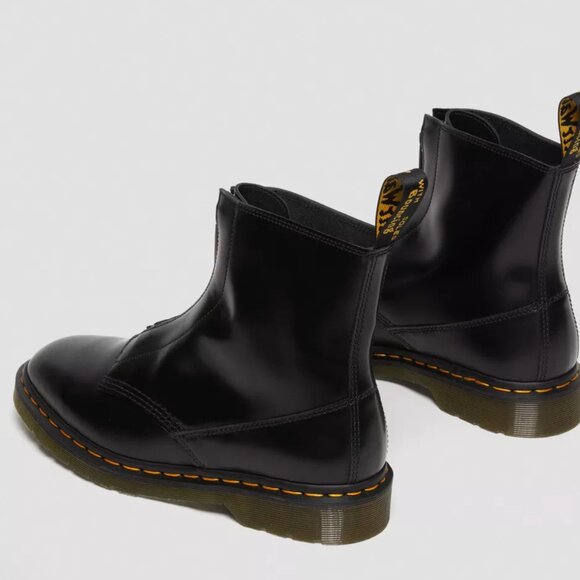 NEW Dr Martens Black Leather Boots Cabbott Polished Smooth Zip Up Men's 14 - Picture 7 of 8